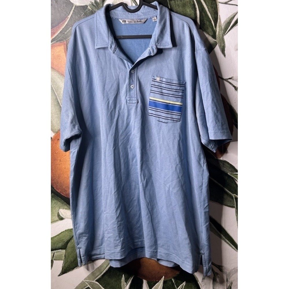 Travis Mathew XL Blue Short Sleeve Polo Golf Shirt Pima Cotton Blend Casual